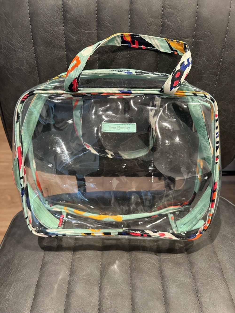 Vera Bradley Clear Travel Pouch with Mint Logo Trim